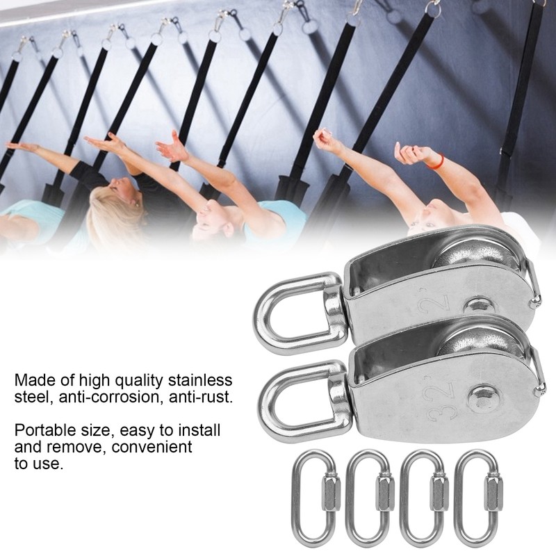 304 Stainless Steel 32mm Pulley with Lock Screw Climbing Carabiner