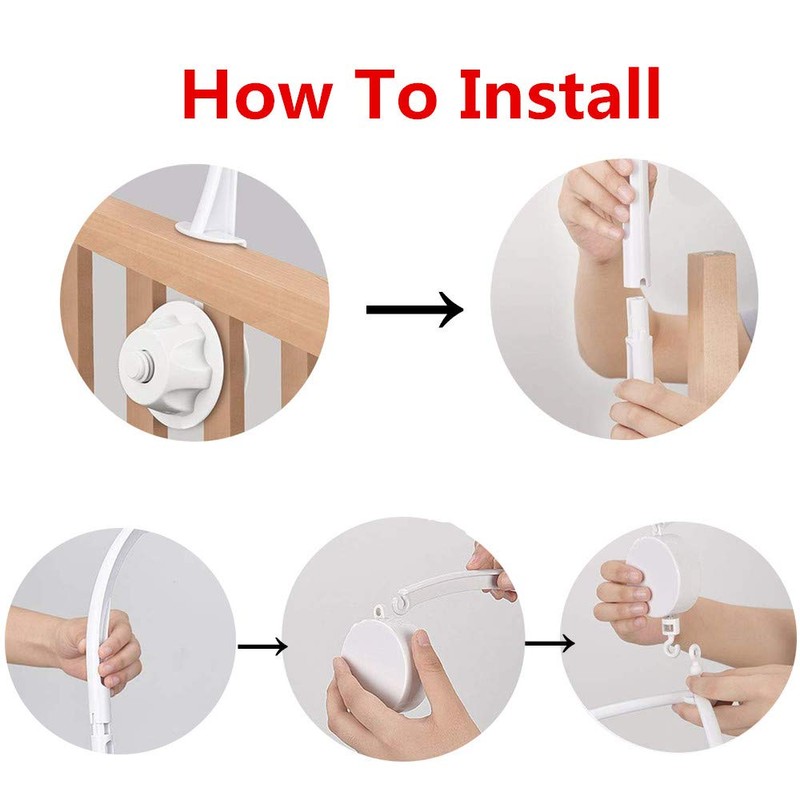 34 Inch Baby Crib Mobile Bed Bell Holder with Music