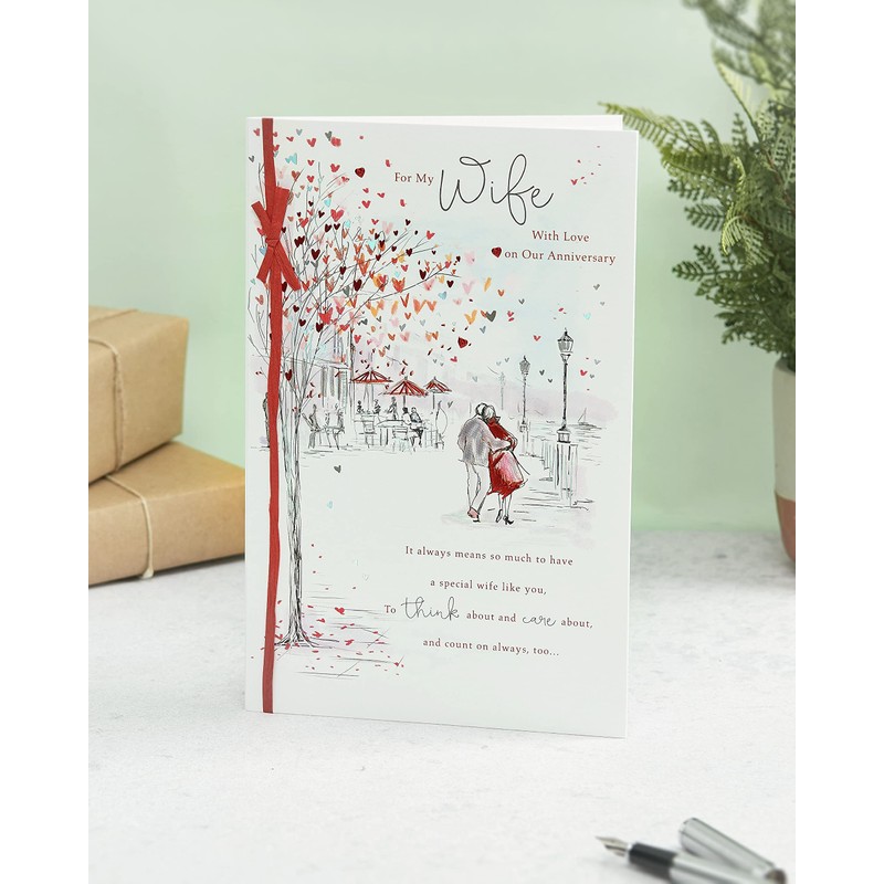 UK Greetings Wedding Anniversary Card for Wife - Gorgeous Design