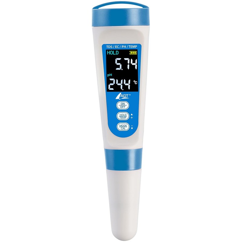 AGT EC Meter: Digital 4-in-1 Water Quality Meter, LCD Display,