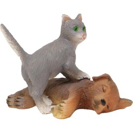 FADEDA Cat with Dog/Height: 4 cm/Hand-Painted/Detailed Nativity Scene Figures - Christmas Table Decoration Nativity Accessories