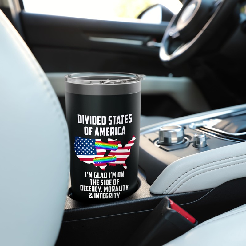 Divided States of America Patriotic Decency Integrity Moral Stainless Steel