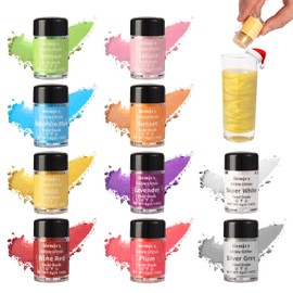 Edible Glitter - 10 Colors Luster Dust Edible Set for Cocktails, Cakes, Drinks, Baking, Strawberries, Cupcakes, Cookies Decoration, Food Grade Glitter Shimmer Sprinkle Powder