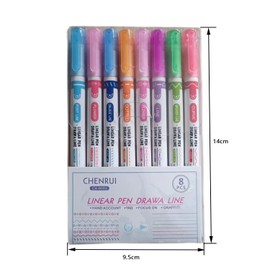 8PCS Aesthetic Cute Highlighters, 8 Different Types Pastel Double Curve pens, Dry Fast Marker Pens, No Bleed Gel Highlighters for School Office Journal Supplies