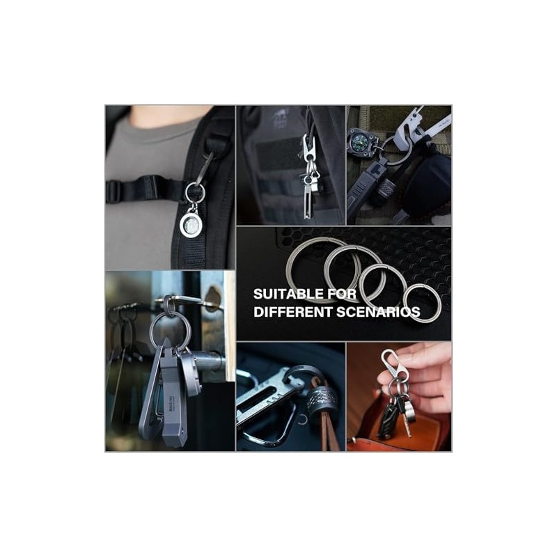 MecArmy Titanium 3pcs/4pcs/7pcs/18pcs Key Rings Keychain Large Small Split Rings