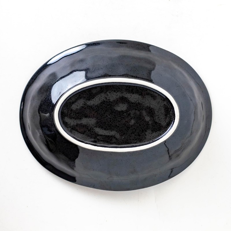 Mino Ware Fave 240 Deep Plate, Black Crystal, Deep Plate