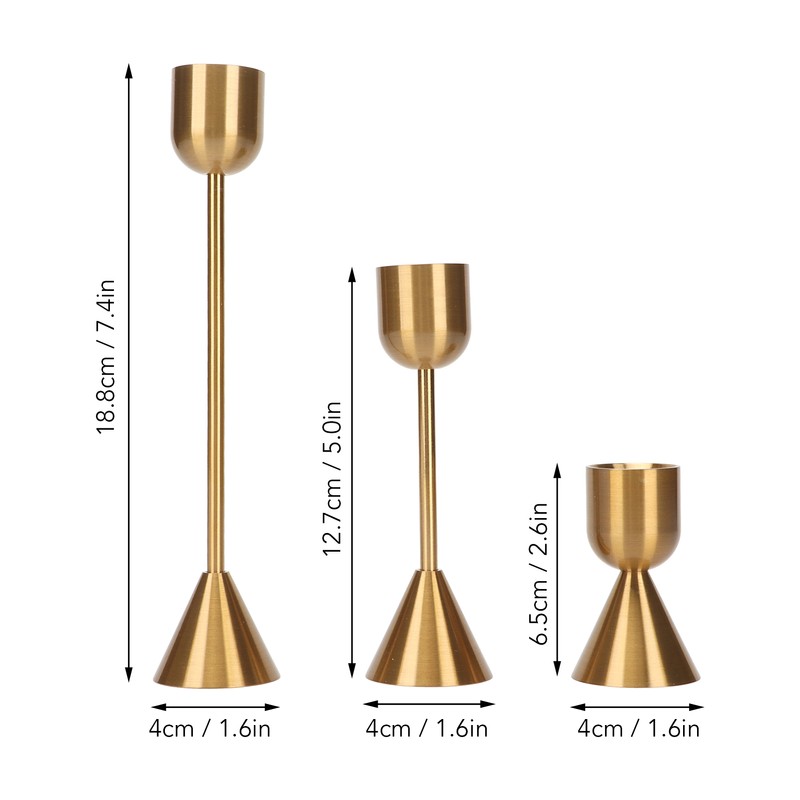 3 Pcs Candle Holders Different Heights Gold Candlestick Holders Taper