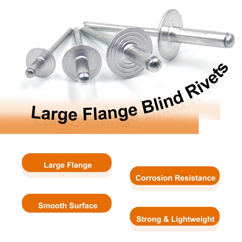 ISPINNER 60pcs Large Flange Aluminum Blind Rivets Assortment Kit with