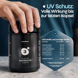 omega3zone Elementary Magnesium Complex - High Dose Vegan Tablets - Optimal Combination with Malate Taurate Bisglycinate - 354 mg Magnesium Capsules - 120 Capsules