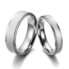 JewelryWe New Couples Stainless Steel Ring for Promise, Eternity, Engagement, Anniversary and Wedding (Men's Ring, Size L)