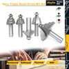 5Pcs Triple Bead Ovolo Bit Set,1/2" Shank,Radius 3.5mm, 4.5mm, 5.5mm,