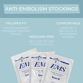 Anti-Embolism Compression Stockings, 3 Pairs, Regular Leg Length, Medium Calf Circumference, Knee-High Length, 15-18mmHg Compression, Beige Top, With Inspect Toe Hole, Latex Free