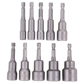 Doo Engy 6-19 mm Socket Bit Nut Set 1/4 Inch Hexagonal Magnetic Socket Wrench Adapter Socket Set for Drill or Cordless Screwdriver 10-Piece