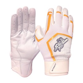 Stinger Sports Sting Squad Batting Gloves for Baseball & Softball (Youth Large, White Gold)