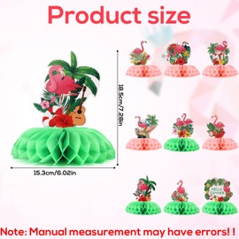 9pcs Flamingo Centerpieces for Tables, Summer Party Decoration Pink Flamingo Honeycomb Centerpiece Hawaii Luau Honeycomb Centerpieces Aloha Tropical Table Decorations for Party Supplies