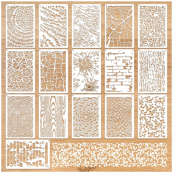 16 Pieces Stencils for Painting, Abstract Texture Mixed Media Art