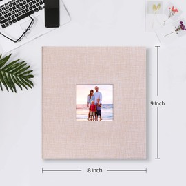 Mublalbum Small Photo Album 4x6 200 Photos Linen Cover Picture Book with Horizontal Pockets for Wedding Family Anniversary and Baby (Beige)