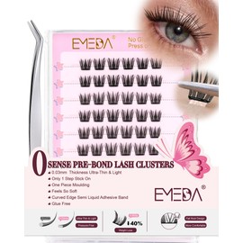 EMEDA Self Adhesive Eyelashes Clusters Easy Eyelashes for Beginners Stress Free to Wear Cluster Lashes Ultra-Light & Thin Press on Lashes No Glue Need (0 Sense Natural Manga 02)