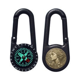 Azeeda 'Coin with Woman's Face' Compass Keyring (KC00035963)