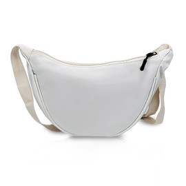 WisePoint Half Moon Bag, Nylon Crescent Moon Bag, Dumpling Bag for Women, Minimalist Small Crossbody Bag with Adjustable Shoulder Strap for Shopping, Dating, beige