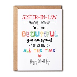 Sister-In-Law You Are Beautiful You Are Special - Sister-In-Law Birthday Card Poem Card For Sister-In-Law - Birthday Card For Sister-In-Law