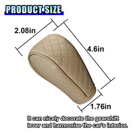 DUSCOKE Leather Car Gear Shift Knob Cover, Anti-Slip Breathable Car Shifter Lever Cover, Automatic Shift Knob Handle Protector, Universal Auto Interior Decorative Accessory for Sedan, Truck (Beige)