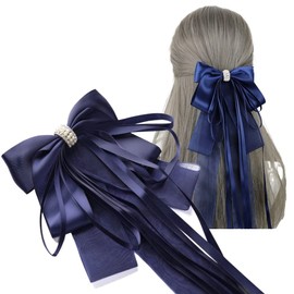 Hair Barrette Clip, Big Ribbon, Hair Ornament, Hair Pin, Hair Accessory, Blue