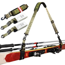 Kolti Adjustable Ski Shoulder Carrier, Snowboard Handle Straps, Skiing Accessory for Easy Transportation of Your Ski Gear - Feel Comfortable Walking to & From the Mountain - Adjustable Size