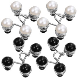 STOBOK 4pcs Adjustable Waist Buckle Extender, Women's Jean Waist Tightener, No Sew Jeans Button Extender for Loose Jeans, Black, White, Silver