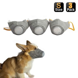 Dog Respirator Muzzle, Yeebline 3-Pack Adjustable Breathable Dog Protective Muzzle Pet Mouth Cover to Protect Pets from Automobile Exhaust, Pollen, Fog, Dust, Secondhand Smoke (S)