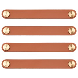 ZONADAH Set of 4 Leather Handles for Kitchen Bedroom Furniture, Hole Distance 160mm Cabinet Handle, Door Handle for Kitchen, Bathroom, Cabinets, Dresser Drawaers, Cupboards, Wood Show Case, Brown
