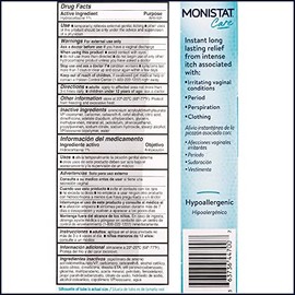 Monistat Crema instantánea para aliviar la picazón para mujeres, cuidado de la picazón femenina de máxima fuerza, 1 oz, paquete de 2
