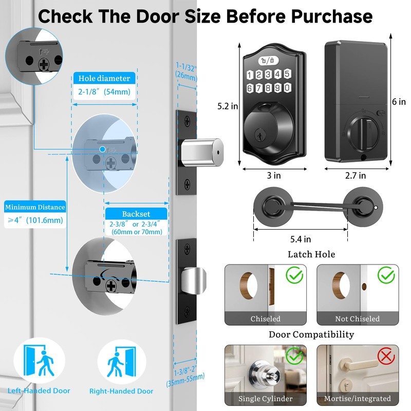 keyless Entry Door Lock deadbolt with Handle Set- Front Door