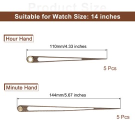 sourcing map 5 Set Wooden Clock Hands Only,Walnut Wood Clock Hands Clock Kit for Clock DIY Repair Part Replacement Fit for 14 Inch Wall Clock, 5.67 Inches
