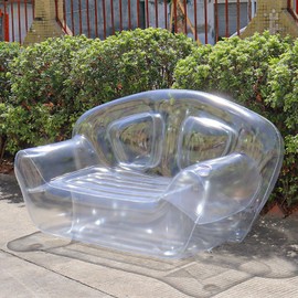 Gdrasuya10 Transparent Clear Inflatable Sofa Seat Couch, PVC Inflatable Couch Blow-Up Chairs Couch Portable Inflatable Camping Couches Patio Sofa Yard Chairs Lounger Sofa Double Person Couch