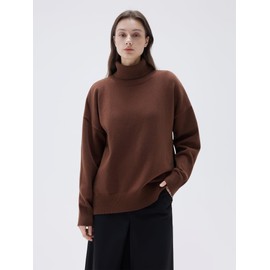 SUUKSESS Women Oversized Cashmere Chunky Turtleneck Pullover Sweater Long Sleeve Knit Jumper Tops Trendy Fall Fashion Outfits 2025(Brown M)