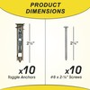 Heavy Duty Drywall Anchors and Screws Kit Including Self-DrillingToggle Anchors