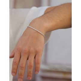 Waitsoul Sparkling/Rope/Box Bracelet for Women Men 2mm 2.5mm 3mm 5mm Diamond-Cut Silver/Gold Sparkling/Box/Rope Chain Bracelet for Gril 6.5/7/7.5/8/8.5/9 Inch, 8 Inch, Silver, no gemstone