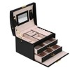 Three Layer Jewelry Storage Organizer Box PU Earring Necklace Display