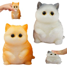 Squishy Cat Cute Squishy Cat Stress Ball Funny Anti-Stress Toy Cartoon Cat Squeeze Toy Portable Soft Mochi Cat Squishies for Children and Adults for Stress Relief