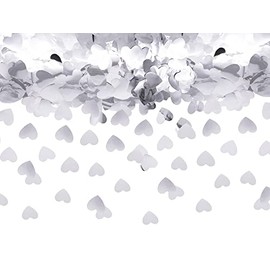 Cavore Heart Confetti Silver, 2.5 cm, 30 g, 1500 Confetti Hearts - Table Decoration for Wedding, Engagement, Valentine's Day, Baby Shower, Birthday, Christening