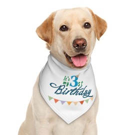 It's My 3rd Birthday Blue Dog Bandana Scarf Triangle Bibs Pet Accessories Cat Kerchief