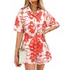 MYMORE 2025 Summer Short Rompers for Women Short Sleeve Luau