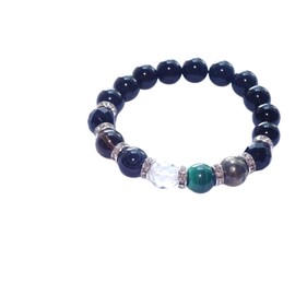 Kanoishi [For Protection Against Evil Years, Evil Affair] Five Guardian Stones Pyrite, Malachite, Crystal, Celestial Stone, Smoky Quartz, Power Stone, Bracelet, Men's, Women's, Natural Stone, AAA