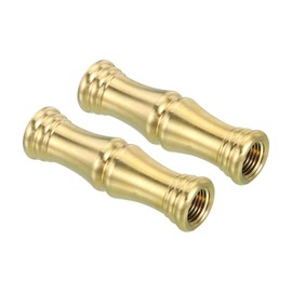 PATIKIL M10 Solid Brass Lamp Neck, 2 Pack Threaded Turned Brass Spindle Slips Lamp Finial Pipe Coupling for Lamp Decoration