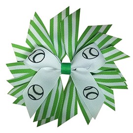 Stripes Flower with Softball, Made in the USA. White Pony Band (Neon Green)