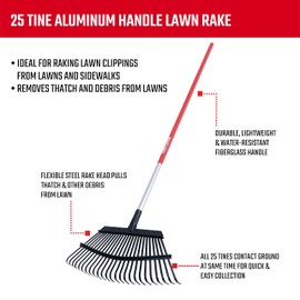 25-Tine Aluminum Handle Lawn Rake