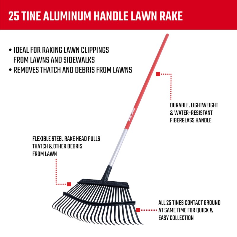 25-Tine Aluminum Handle Lawn Rake