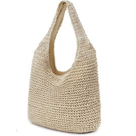 hatisan Straw Beach Bag for Women Summer Woven Beach Tote Bag Shoulder Handbags Boho Bag (A-Beige)