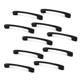 NUZAMAS Set of 10 Matt Black Cabinet Door Handles and Pulls, Furniture Drawer Handles, Zinc Alloy, 135mm Long, Kitchen Cabinet Wardrobe Knobs Bars, Center to Center 96mm